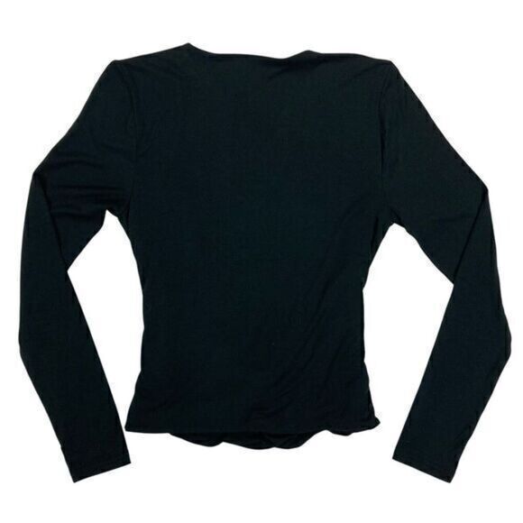 J. Crew Top Womens Size Small Black Long Sleeve Wrap Plaid Tie Holiday Pullover - Picture 8 of 16